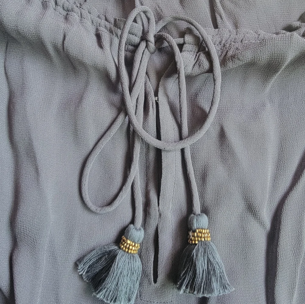 Chan Luu Sheer Beaded Boho Peasant Blouse - Picture 6 of 9